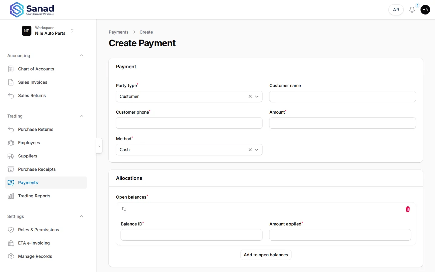 Record a payment